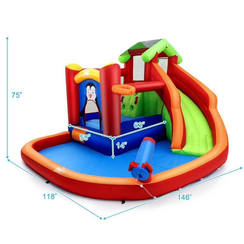 Costway Inflatable Slide Bouncer and Water Park Bounce House Splash Pool Water Cannon, 2 of 11