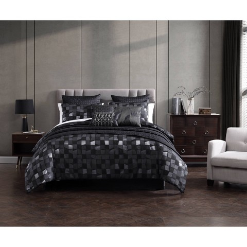 Riverbrook Home 10pc Queen Regal Comforter Bedding Set Black: Luxury & Glam, Midweight, Abstract Pattern, Includes Shams & Pillow