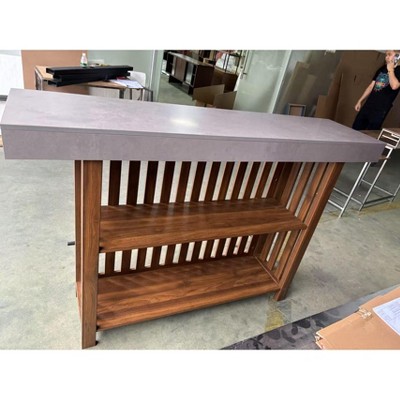 63 Inch Long Bar Table, Counter Bar Height Pub Table Home Bar Unit, 2Tier Storage Shelves for Kitchen Dining, Bistro