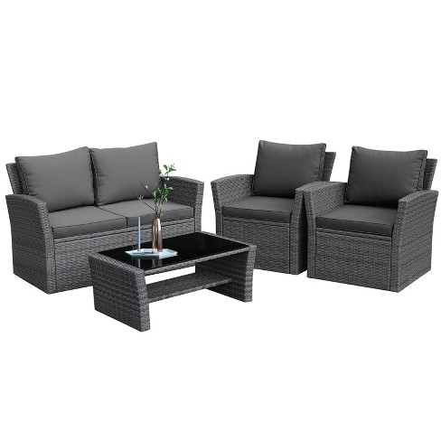 4 seater rattan online sofa