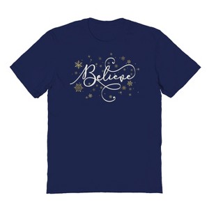 Rerun Island Men's Christmas Believe Short Sleeve Graphic Cotton T-shirt - 1 of 1