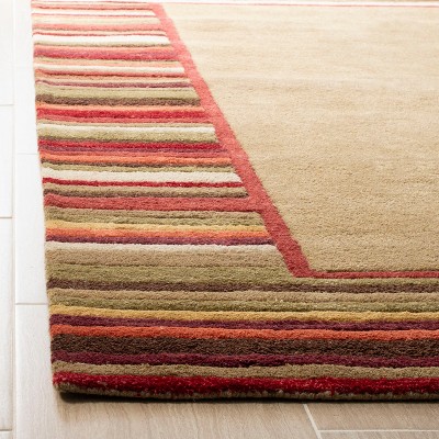 Handmade Gray Stripe Wool and Viscose Tufted Rug