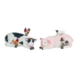 Transpac Resin Sleepy Farm Animal & Friends Figurine Set of 2 Spring Home Decorations - 1 of 1