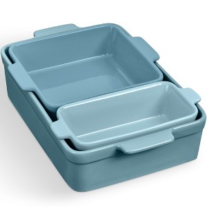 Best Choice Products Ceramic Bakeware Set of 3 Casserole, Loaf, and Square Dishes w/ Handles - 1 of 4