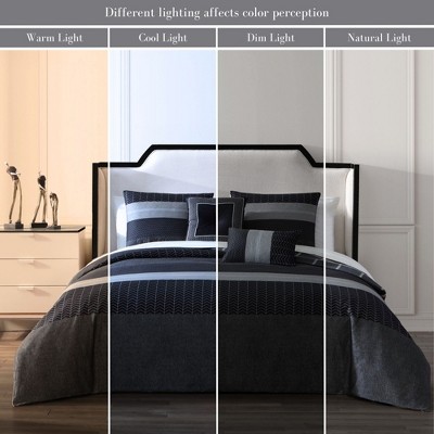 Black and Gray Cotton Queen Reversible Comforter Set
