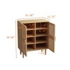CAVINAS Rustic Square Sideboard Cabinet with Adjustable Shelves & 4 Rattan Mesh Doors,Buffet Cabinet with Storage for Kitchen,Dining Room - 4 of 4