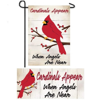 Evergreen When Angels Are Near Garden Burlap Flag and Sassafras Mat Set (14L8772+438772ECM)