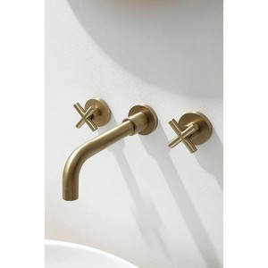 PAGED Bathroom Faucets Double Handle Bathroom Sink Faucet Wall Mount Vanity Faucet with Brass Ceramic Disc Cartridge System - 1 of 4