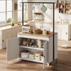 42" Heavy-Duty Kitchen Island with 1.18" Countertop, 3-Tier Shelves Multi-Functional Cart, 5 Hooks, 400Lb Capacity, Wood Bakers Rack for Small Spaces - 4 of 4