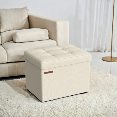 Small Folding Storage Ottoman Bench, Ottoman with Storage, Foot Rest Stool, 286 lb Capacity, for Living Room, Bedroom, Dorm, Home Office