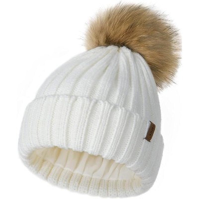 ZUPPAD Womens Winter Beanie Hat Fleece Lined Faux Fur Pom Pom Knitted Warm Beanie for Women Hats 1 Pack