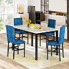 Hooseng Modern Style 5-Piece Dining Room Table And Chairs Set, Faux Marble MDF Table Top and Velvet Upholstered Chairs Dining Table Set for 4 - 3 of 4