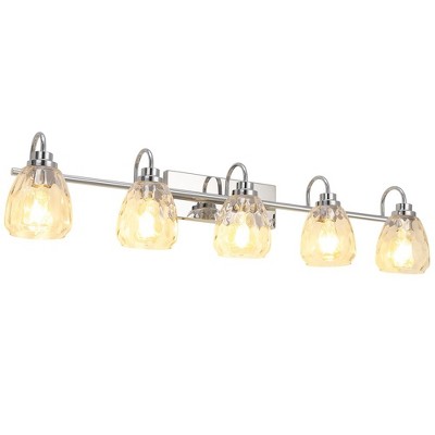 Whizmax Modern Glass Bathroom Vanity Light, Crystal Shower Light,  Wall Mount Lighting Fixture for Hallway Kitchen Bedroom Living Room
