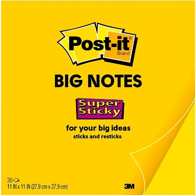 Post-it Super Sticky Big Notes, 11 x 11 Inches, Bright Yellow, 30 Sheets
