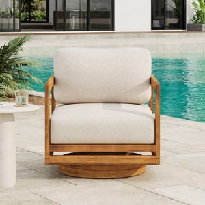 Christopher Knight Home Ulric Modern Upholstered Patio Swivel Chair with Cushion - 1 of 4