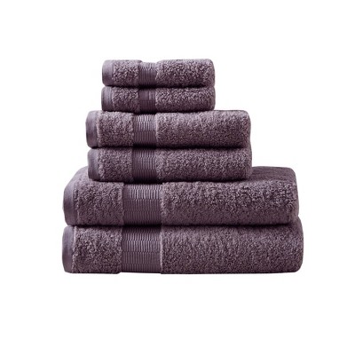 6pc Luxor Cotton Bath Towel Set Purple