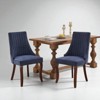 Set of 2 High Back Linen Dining Chairs with Curved Solid Wood Legs, Rayon Cloth Flocking Upholstery & Foam Cushions for Dining Room or Kitchen - 2 of 4