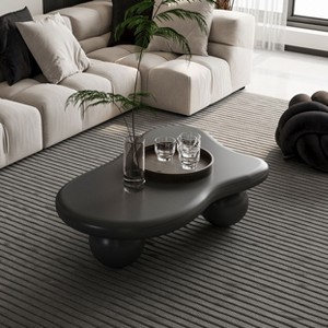 Okak Modern Cloud Shaped Coffee Table Curved Profile Design Coffee Table with Cylindrical Legs - 1 of 4