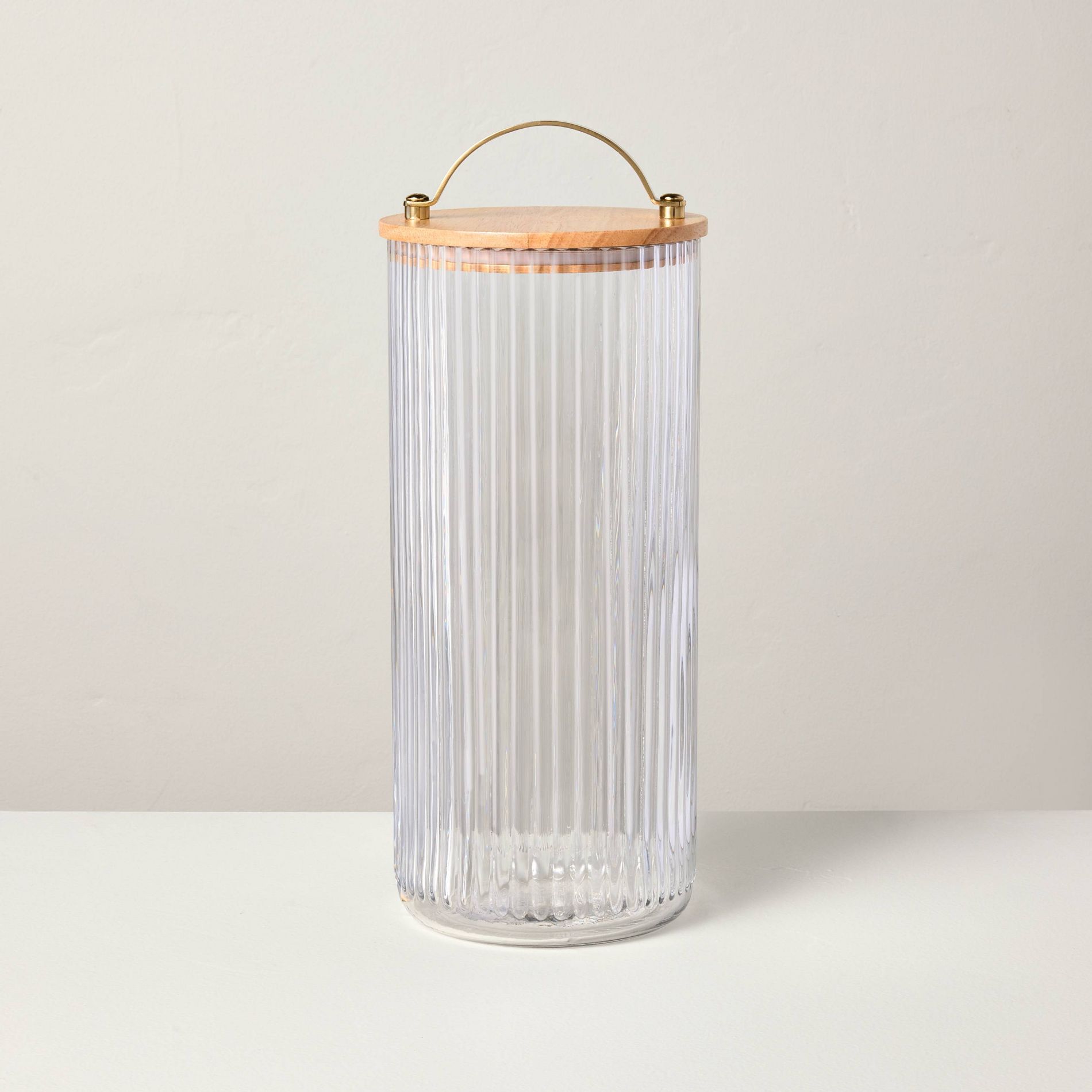 Fluted Glass Storage Canister with Wood Lid - Hearth & Hand™ with Magnolia