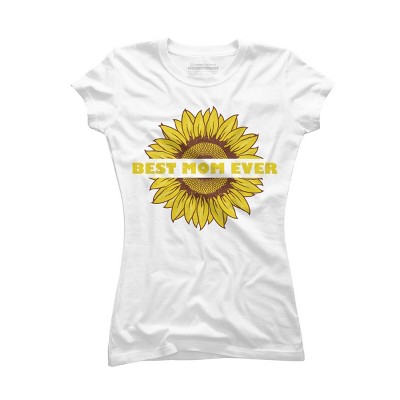 Junior's Design By Humans Happy Mothers Day Best Mom Ever Sunflower By CarambaArt T-Shirt