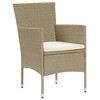 vidaXL 3 Piece Patio Dining Set with Cushions Poly Rattan Beige - 4 of 4