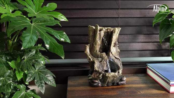 11&#34; Resin Rainforest Tabletop Fountain with LED Lights Brown - Alpine Corporation, 2 of 8, play video