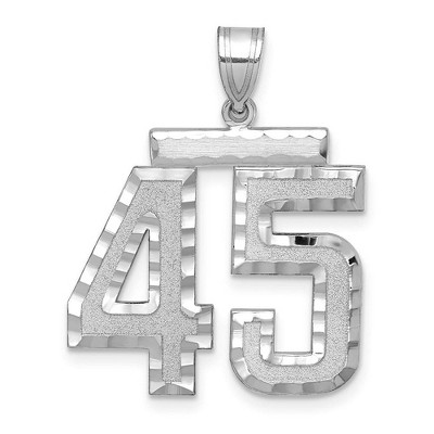 Black Bow Jewelry 14k White Gold, Varsity Collection, Large D/C Pendant, Number 45