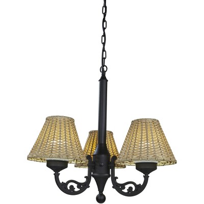 Patio Living Concepts Versailles Chandelier 19750 with Black Body and Stone Wicker Shades