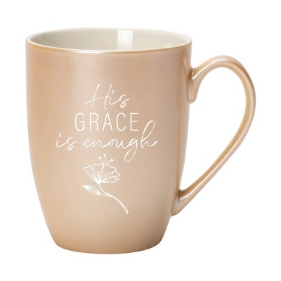 Elanze Designs His Grace Is Enough Pearlescent Sand 10 ounce New Bone China Coffee Cup Mug