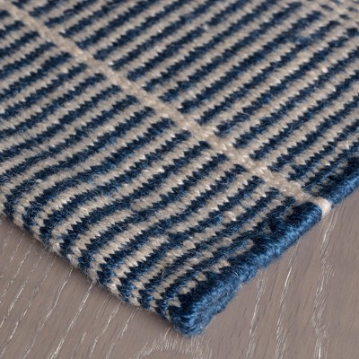Samson Navy and White Striped Handwoven Synthetic Rug, 5' x 8'