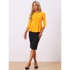 INSPIRE CHIC Women's 3/4 Sleeve Belted Elegant Business Work Peplum Top - 4 of 4