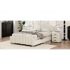 Okak Queen Platform Bed Frame Velvet Upholstered Minimalist Bed with Vertical Channel Tufted Headboard Noise-Free No Springs Required, Beige - 3 of 4