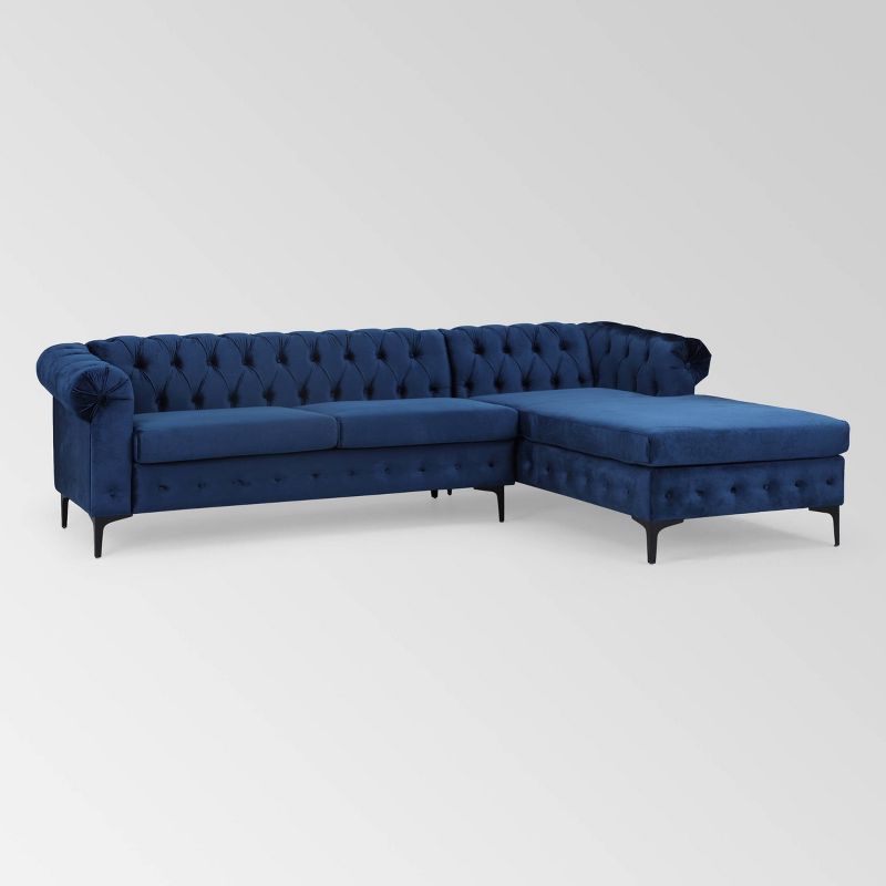 2pc Burland Contemporary Chaise Sectional Dark Blue - Christopher Knight Home, 1 of 7