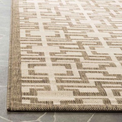 Beige and Brown Geometric Tufted Runner Rug 2'7" x 8'2"
