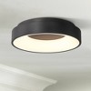 Possini Euro Design Brock Modern Ceiling Light Flush-Mount Fixture 15" Sand Black Dimmable LED for Bedroom Kitchen Living Room - 2 of 4