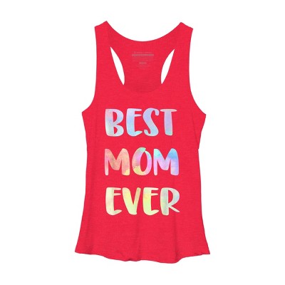 Women's Design By Humans Best Mom Ever Rainbow Bubble Text By MiuMiuShop Racerback Tank Top
