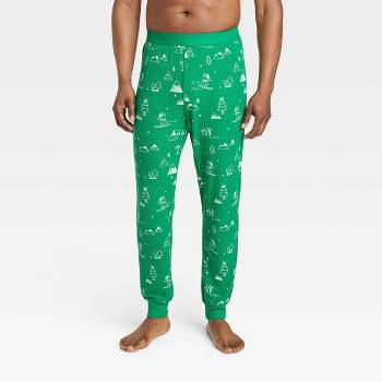 Men's Ski Scene Matching Family Thermal Pajama Pants - Wondershop™ Green