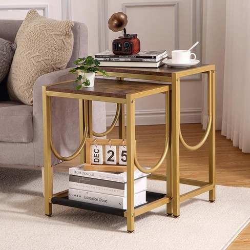 Nesting Coffee Table, Set Of 2 End Table Side Table For Living Room ...