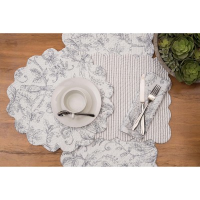 Grey and White Cotton Songbird Pattern Table Runner