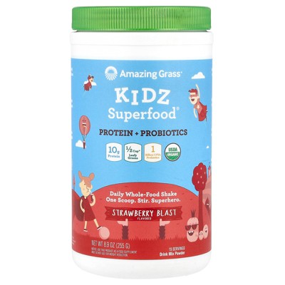 Amazing Grass Kidz Superfood®, Protein + Probiotics, Strawberry Blast, 8.9 oz (255 g)