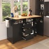 VYNXARIA 55.7inch Large Kitchen Island with 2 Drop Leaf,Rolling Kitchen Cart on 5 Wheels,Folding Storage Dining Table,Black - 3 of 4