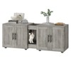 55" Double Litter Box Enclosure for 2 Cats Cabinet Buckles & Storage Grooves-Grey - 2 of 4