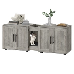 Litter Box Enclosure for 2 Cats, Cat House,Hidden Litter Box Enclosure Furniture,Wooden Enclosed Cat Litter Box Furniture,55”L x 17.7”W x 22.5”H - 1 of 4