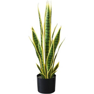 Fake Snake Plant with Pot, Realistic Faux Potted Artificial Snake Plant for Home, Living Room, Office & Outdoor Garden Decoration - 1 of 4