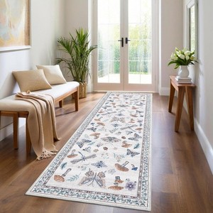 coucheta Washable Area Rug, Multi-size Modern Insect Print Stain Resistant Non Slip Low Pile Farmhouse Carpet, for Living Room, Bedroom, Dining Room - 1 of 4