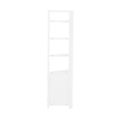 White Corner Storage Cabinet with Adjustable Shelving