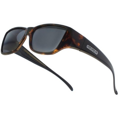 Jonathan Paul Neera Large Designer Fitovers Sunglasses in Leopard Black/Polarized Polarvue Gray - Frame(Width:139mm/Height:39mm)