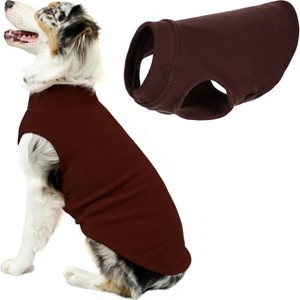 Gooby Stretch Fleece Vest, Pullover Fleece Vest Jacket Sweater for Dogs, Brown, 4X - 1 of 2