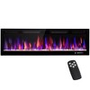 HOMCOM 60" Ultra-thin Recessed and Wall Mounted Electric Fireplace, Fireplace Heater with Adjustable Flame Effect, Crystal, Black - 4 of 4