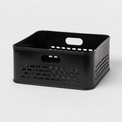 Half Crate Black - Brightroom™: Stackable Polypropylene Storage with Built-In Handles, 16.38L Capacity